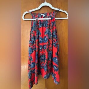Floral Red and Blue Women's Top